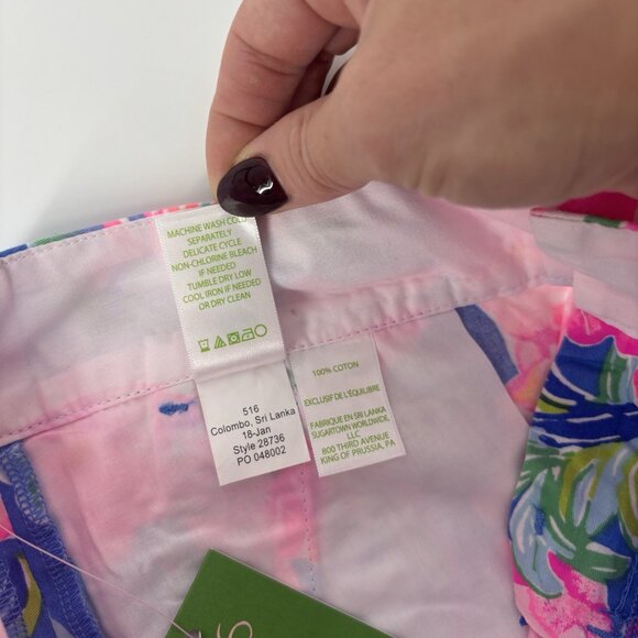 Lilly Pulitzer Chipper Short Beckon Pink Blue Jungle Utopia Size 6 Bermuda - Picture 12 of 14
